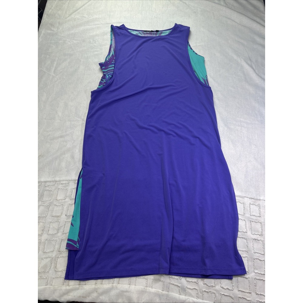 IMAN Global Chic Runway Jersey Sleeveless Surplice Dress Sapphire Blue L